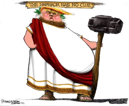 Political Cartoon U.S. Donald Trump Emperor clueless