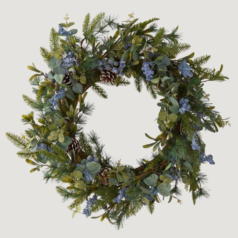 wreath with blue winter berries