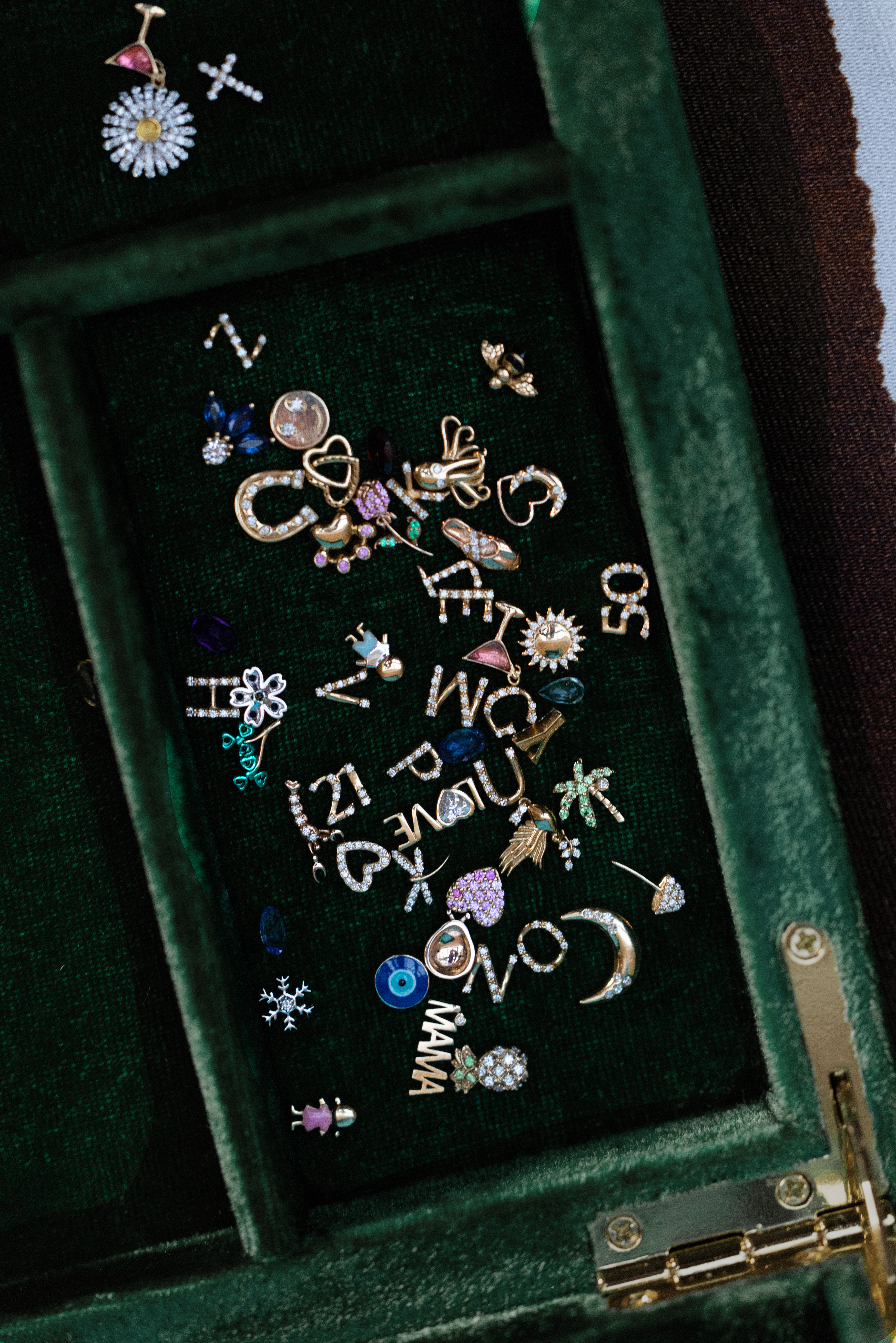 a jewellery box filled with loquet london charms