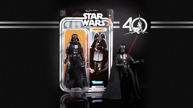 A Darth Vader figurine from toy-maker Hasbro's Star Wars Legacy Pack, released in February for the 40th anniversary of the franchise.