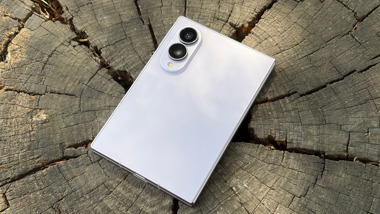 Samsung Galaxy Z Fold 8 back on tree stump