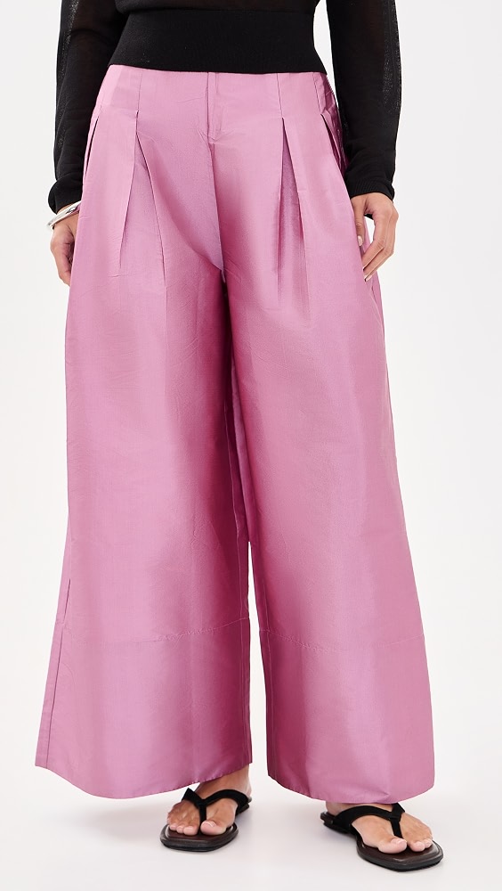 Techno Taffeta Ultra Wide Leg Trousers - Orchid