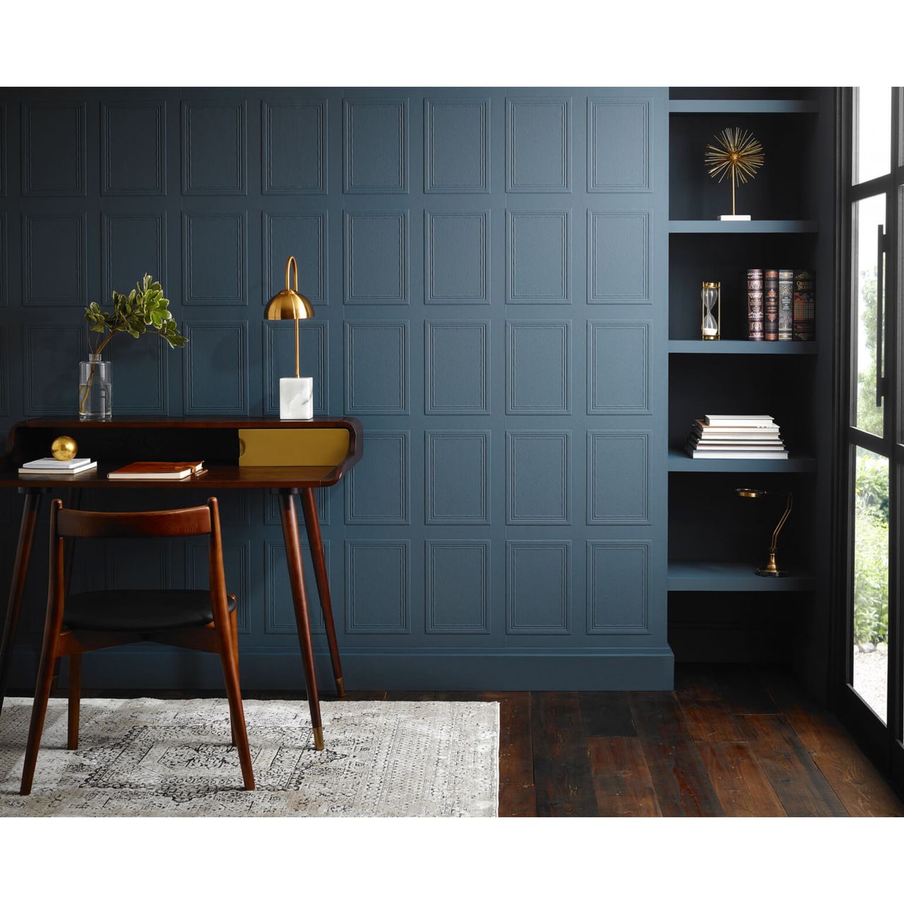 Dark blue home office