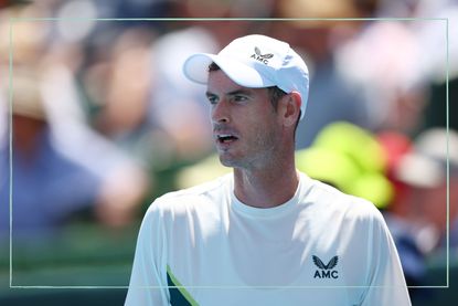 A close up of Andy Murray playing at the 2023 Kooyong Classic