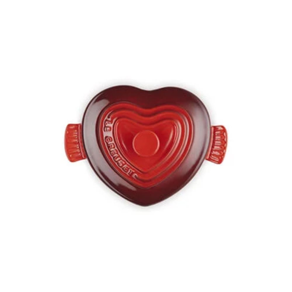 Red Le Creuset heart-shaped cocotte