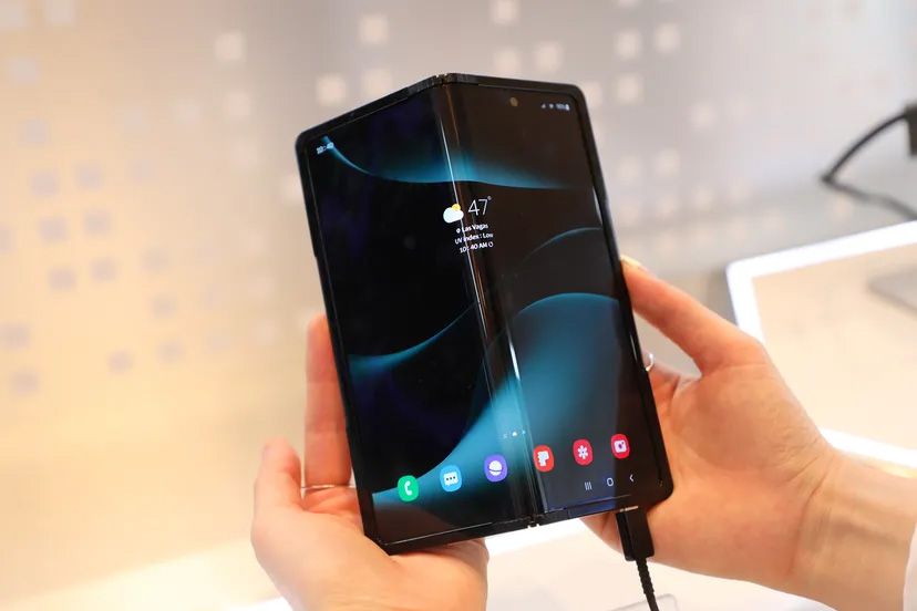 A new in-and-out folding display concept by Samsung Display shown off at CES 2023