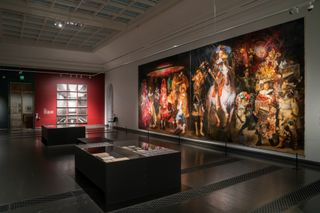 The School of Night, 2018 on view with portraits by Old Masters including Rembrandt’s 1633 work Self-Portrait in a Cap and Scarf