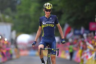 Jack Haig celebrates a Tour de Pologne stage victory.