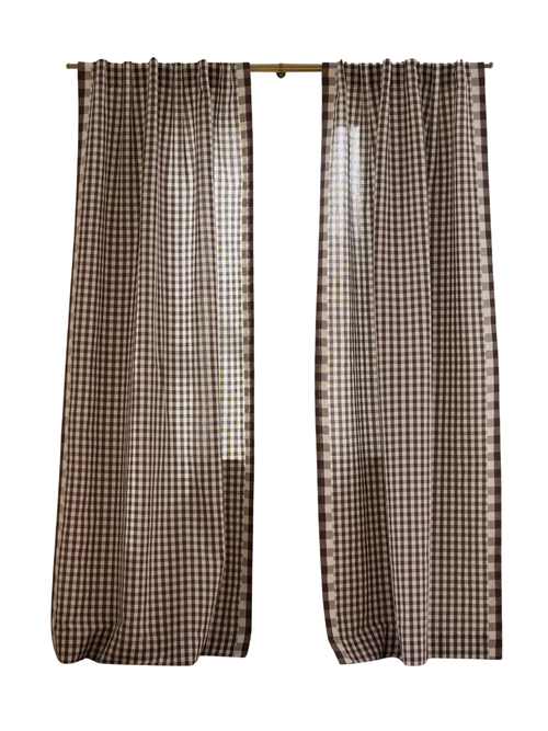 Cotton Linen Gingham Curtain