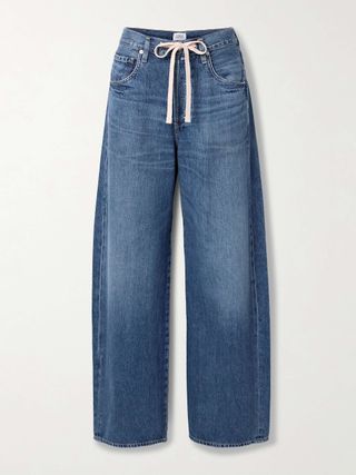 Brynn Drawstring Mid-Rise Wide-Leg Jeans