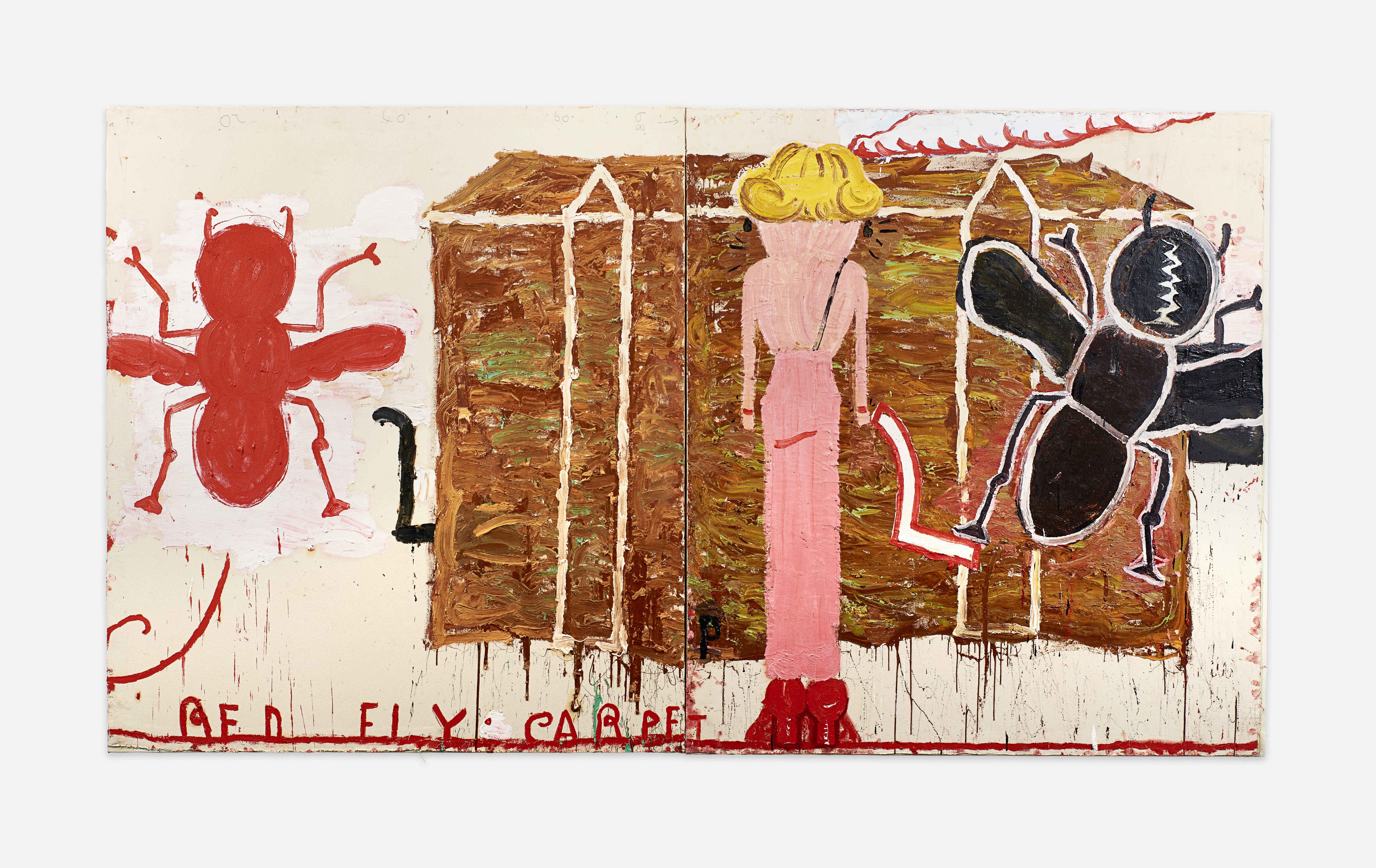 Rose Wylie painting of woman and bugs
