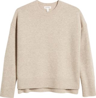 Crewneck Side Slit Wool & Cashmere Sweater