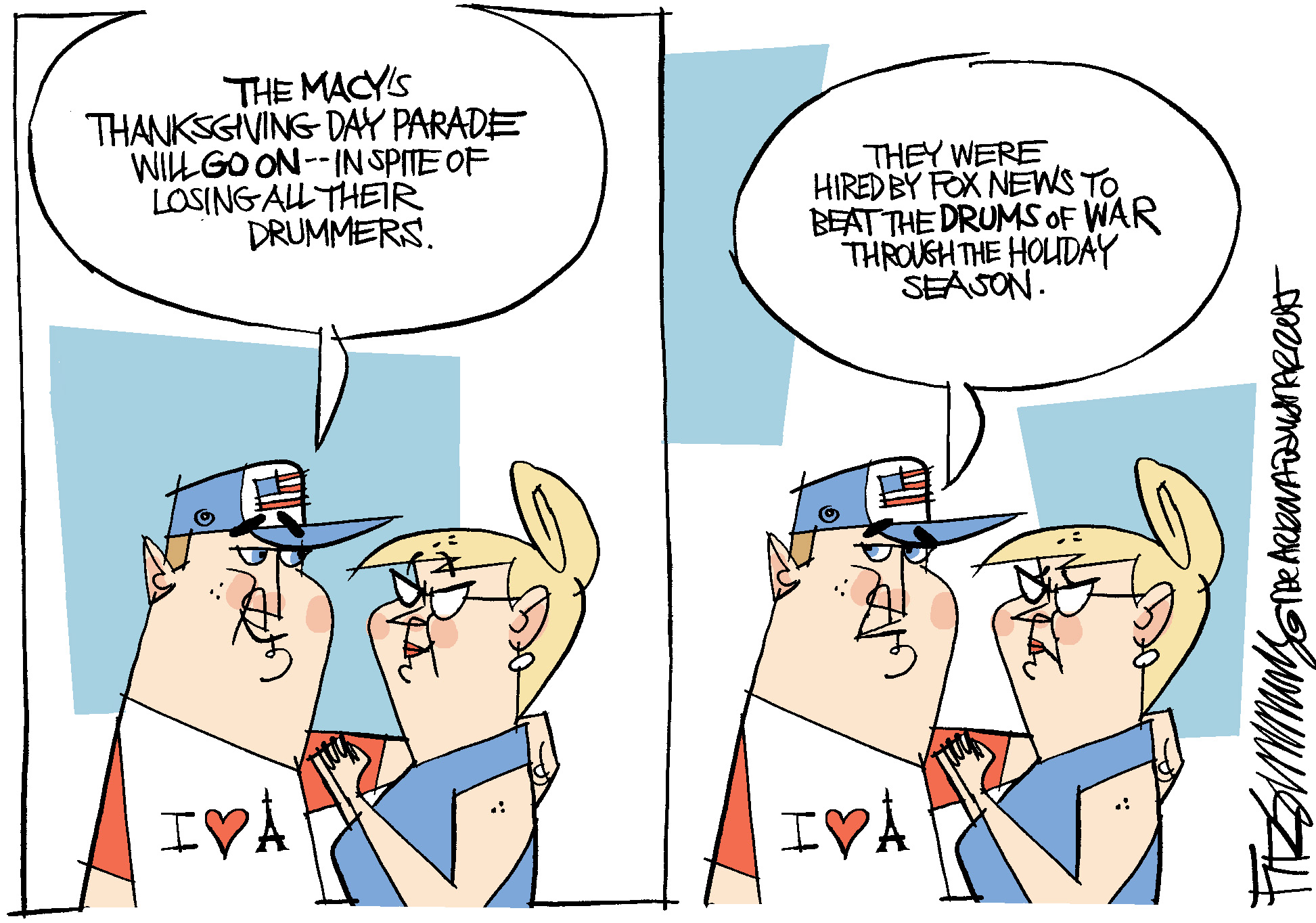 Editorial cartoon Thanksgiving Parade FOX