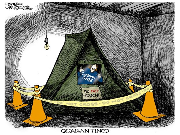 Editorial cartoon quarantine common sense Ebola