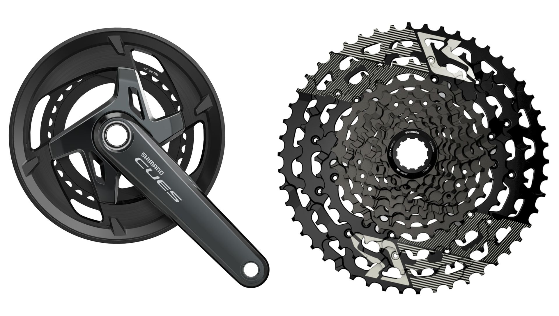 Shimano Cues chainset and cassette