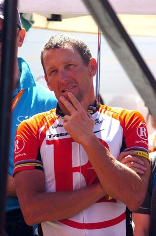 Lance Armstrong (RadioShack) has had a quiet race on the bike but faced tough questions off it