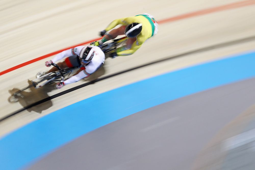 Jair Tjon En Fa is a Suriname and Vasilijus Lendel of Lithuania compete in the Men's Sprint 1/8 Finals