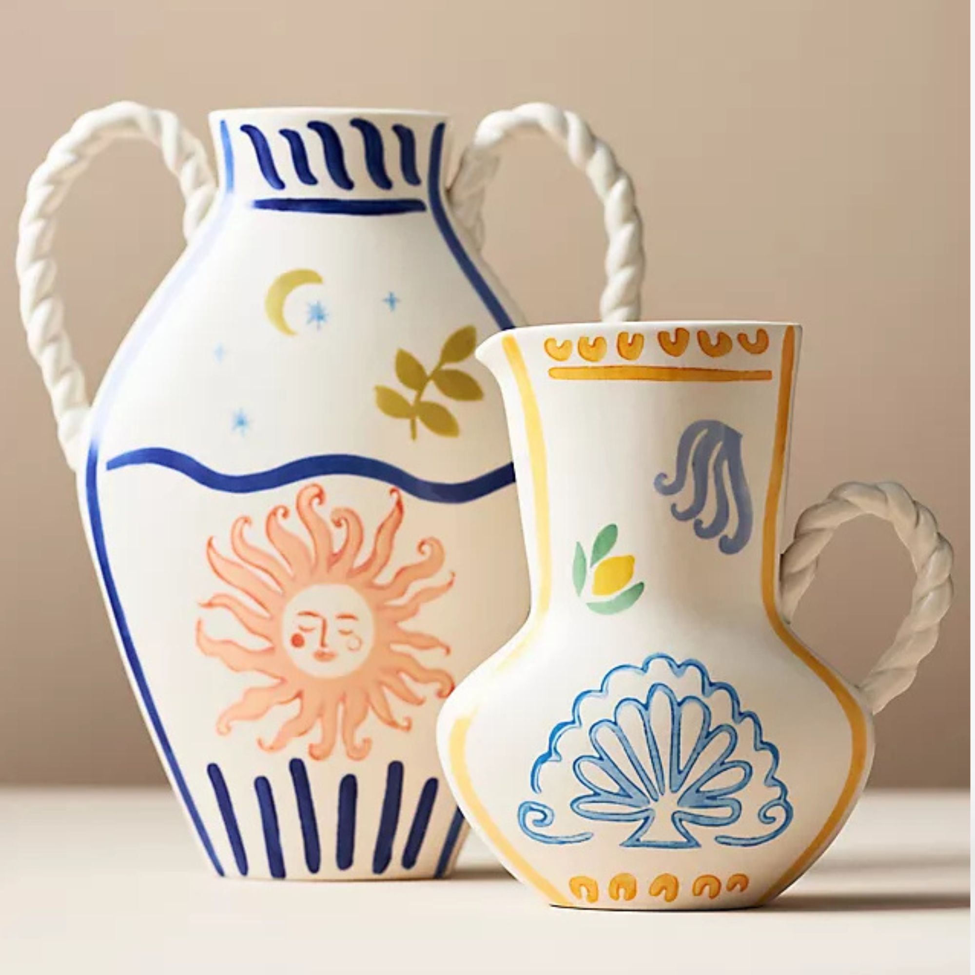 Dimritria stoneware vases with nautical motifs from Anthropologie