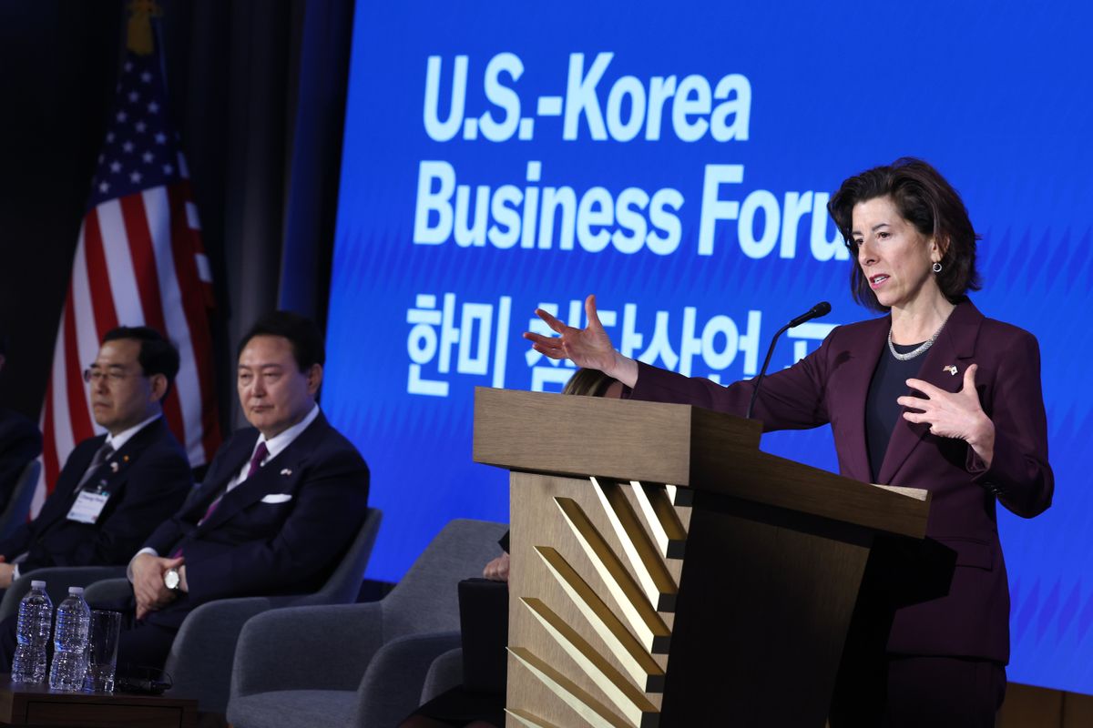 Gina Raimondo Participates In Business Forum With South Korean President Yoon Suk Yeol