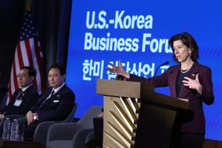 Gina Raimondo Participates In Business Forum With South Korean President Yoon Suk Yeol