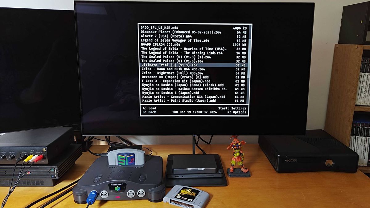 SummerCart64 Menu on Dough Spectrum Black 32 monitor.