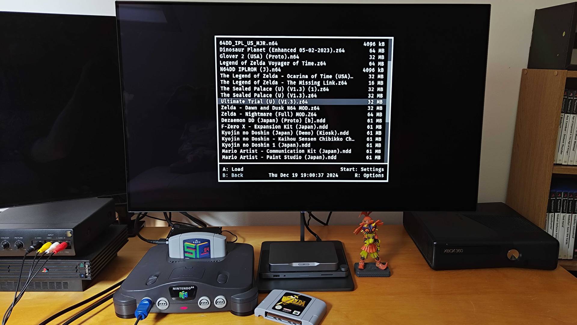 SummerCart64 Menu on Dough Spectrum Black 32 monitor.
