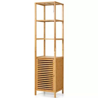 A bamboo bathroom storage