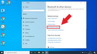 how to turn on bluetooth for windows 10 - select more bluetooth options if required