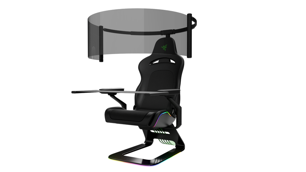 Razer S Gaming Chair Concept Hides A Curved Oled Screen In Its Headrest