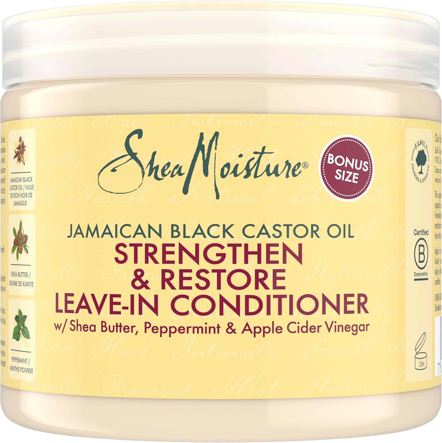 Sheamoisture Jamaican Black Castor Oil Leave-In Conditioner &amp;ndash; Sulphate-Free With Shea Butter &amp;amp; Peppermint &amp;ndash; Restores Moisture, Softens &amp;amp; Detangles &amp;ndash; for Damaged, Colour-Treated &amp;amp; Curly Hair 431 Ml