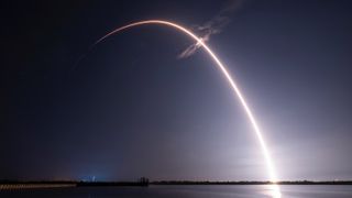 A SpaceX Falcon 9 rocket launches the BlueBird 8-10 mission for AST SpaceMobile from Florida on June 17, 2026.