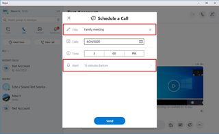 Skype Call Schedule Settings