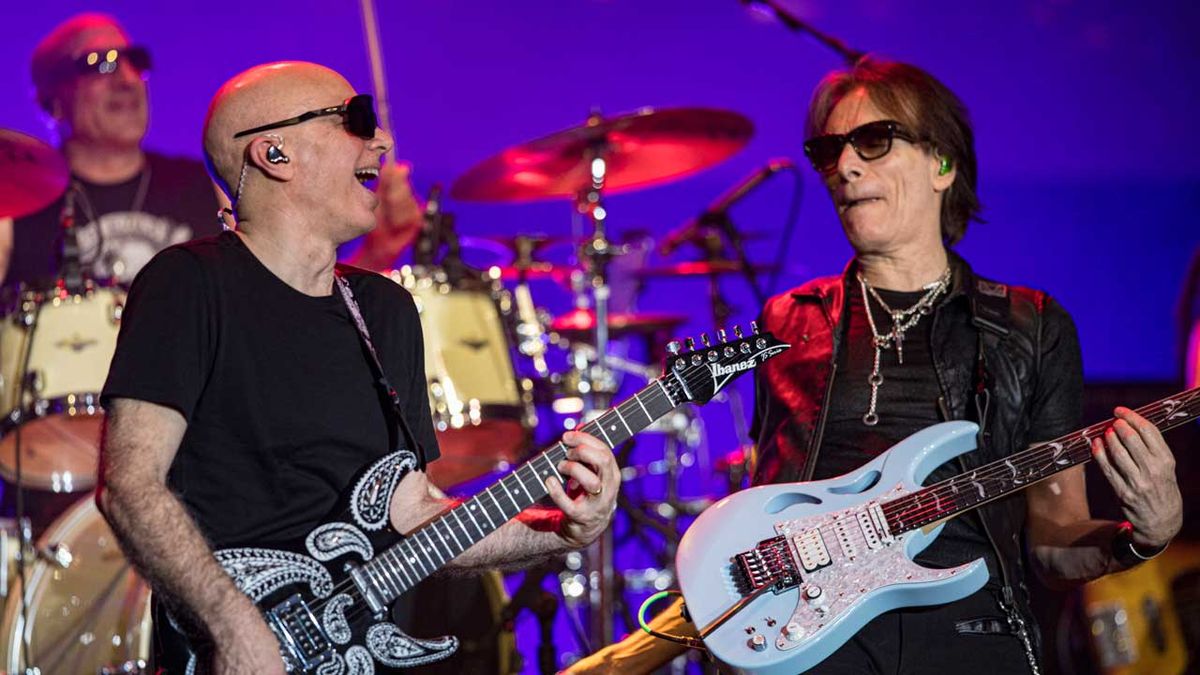 Joe Satriani and Steve Vai onstage