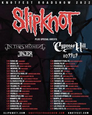 The itinerary for Slipknot's 2022 Knotfest Roadshow tour