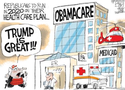 Political Cartoon U.S. 2020 GOP Trump obamacare