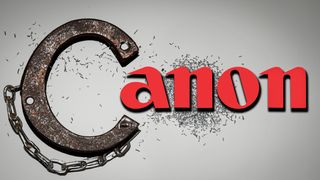 The Canon logo, with a broken handcuff as the letter "C"
