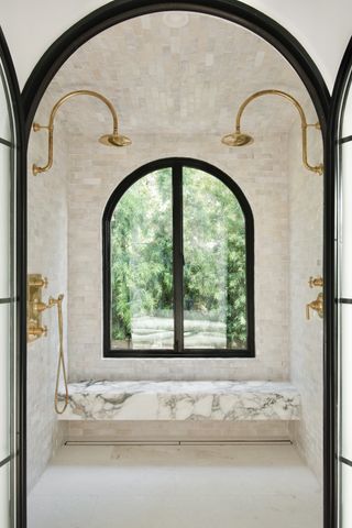 arched shower with double shower