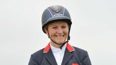 G3GJ4J Gemma Tattersall celebrates her victory in the British Equestrian Trade Association CIC*** Showjumping during day four of the Bramham Horse trials at Bramham Park.