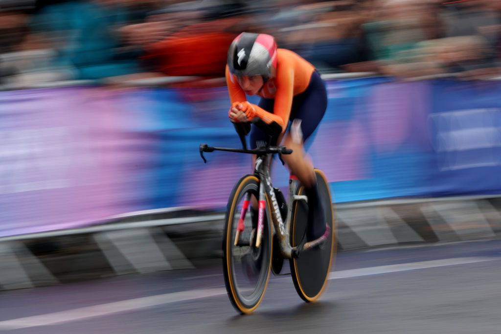 PARIS FRANCE JULY 27 Demi Vollering of Team Netherlands competes near to the Assemblee Nationale during the Womens Individual Time Trial on day one of the Olympic Games Paris 2024 at Pont Alexandre III on July 27 2024 in Paris France Photo by Jared C TiltonGetty Images