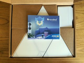 The Nanoleaf Sonic Limited Edition Starter Kit review kit open on a table