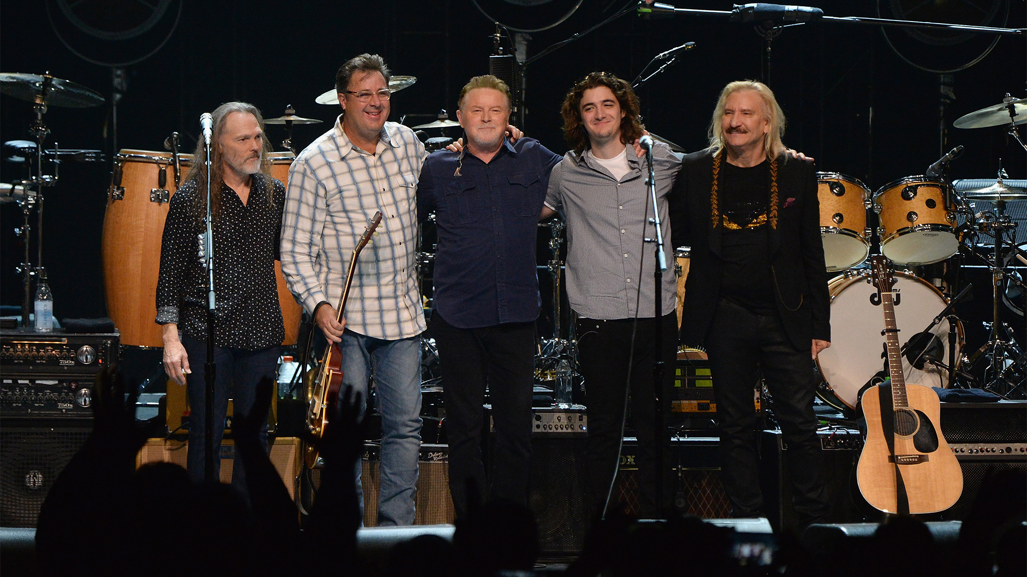 The Eagles in their first ever concert at the Grand Ole Opry House on October 29, 2017 in Nashville, Tennessee. (from left) Timothy B. Schmit, Vince Gill, Don Henley, Deacon Frey, and Joe Walsh
