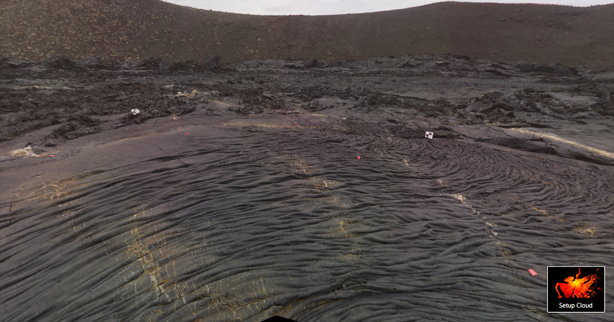 swirly volcanic rock landscape