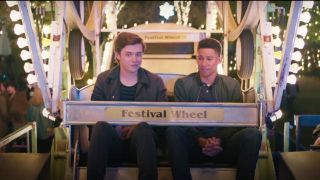 Nick Robinson and Keiynan Lonsdale on a ferris wheel in Love, Simon