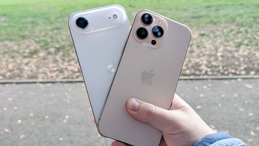The iPhone Air and iPhone 16 Pro Max held together