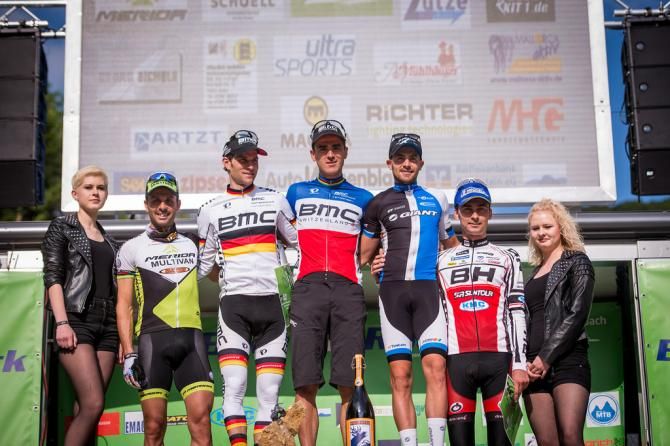 Men's podium: Jose Hermida, Moritz Milatz, Julien Absalon, Fabien Giger and Stephane Tempier