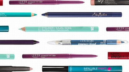 A collage of colorful eyeliners.