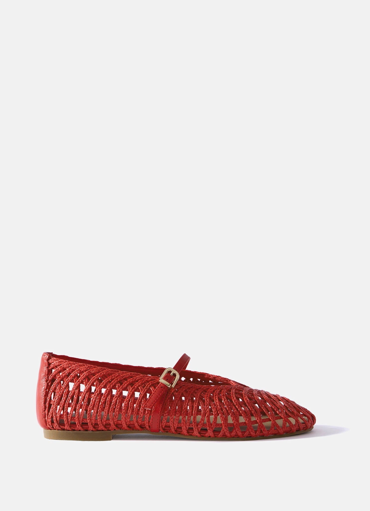 Lily Red Woven Ballet Flat Pumps