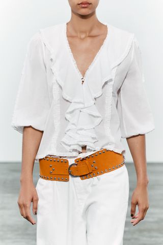 Studded Leather Sash Belt