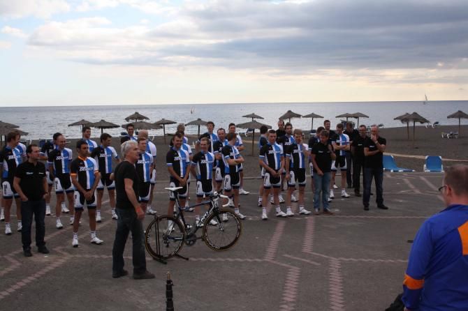 Blanco Pro Cycling Team get ready for the launch in Fuerteventura.