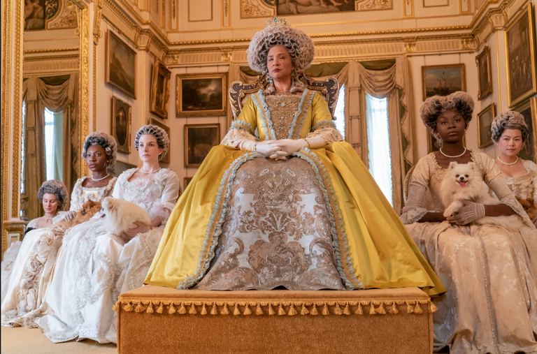 BRIDGERTON GOLDA ROSHEUVEL as QUEEN CHARLOTTE in episode 105 of BRIDGERTON